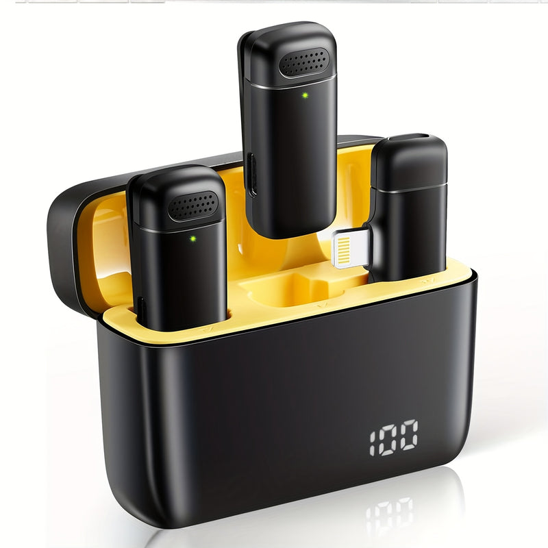 Micrófono inalámbrico profesional de 2 piezas con tecnología de emparejamiento automático, estuche de carga de 48 horas y cancelación de ruido dual. Micrófono inalámbrico plug-and-play, compatible con for iphone, for iPad, for Samsung PC, ideal para entr