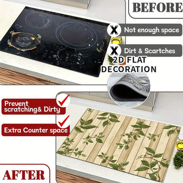 2D Decoración Plana, Cubierta de Fogón Eléctrico - Cubierta de Fogón de Gas con Forro de Goma, Ideal para Cualquier Cocina, Protección del Fogón, 1 Unidad