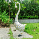 1pc Estatuas de Cisne Solar con Pátina, Decoración de Jardín en Metal para Patos y Garzas, Esculturas de Aves para Exterior, Adorno de Fiestas, Decoración para Hogar, Oficinas o Temáticas Navideñas