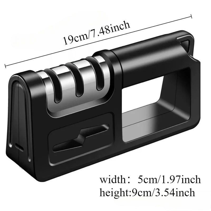 1pc Afilador Multifuncional Diamante 4-en-1 Versátil - Afilado Manual Rápido y Fácil para Cuchillos de Cocina, Tijeras y Hojas, Diseño Negro Elegante con Piedra Integrada, Material ABS, No Necesita Batería - Ideal para Uso Doméstico y en Restaurantes, Af
