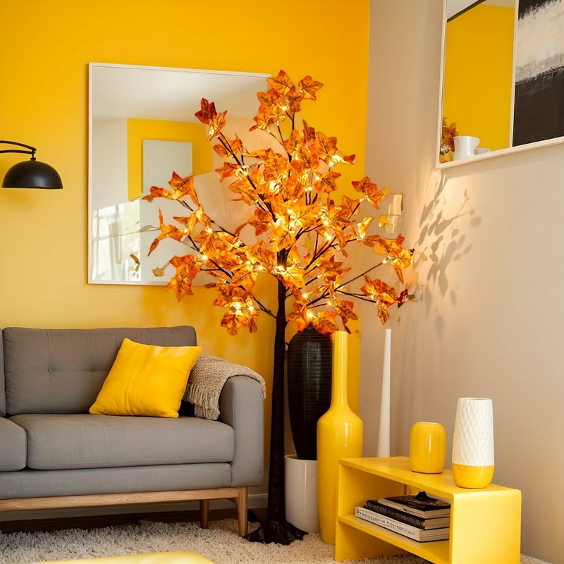 Árbol de arce iluminado LED de 121.92 cm/152.4 cm/182.88 cm, árbol artificial de piso para decoración de fiestas, cumpleaños, bodas, Halloween, Navidad y temporada de otoño