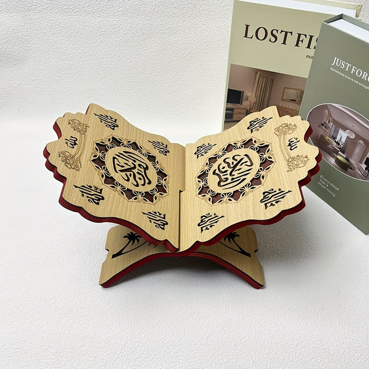 Elegante Estantería de Madera - Plegable, Exhibición Multiusos para Libros Clásicos y Textos Religiosos - Perfecta para Decoración de Hogar y Oficina, Ideal para Eid Al-Fitr, Celebraciones del Año Nuevo Islámico