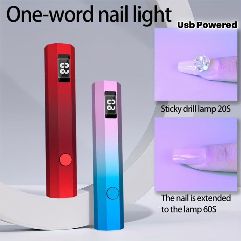 Secador de Uñas LED Portátil - Curado Rápido, Recargable, Pantalla Digital, Accesorio para Taladro Pegajoso, Diseño Ergonómico para Hogar y Salón, Carga USB, Opciones en Blanco y Dorado