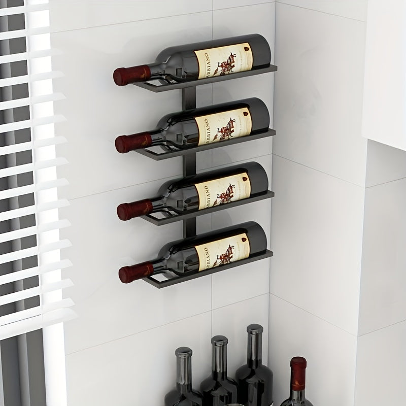 Estante de bar montado en la pared para exhibir botellas rojas, un pieza decorativa creativa para tu bar.