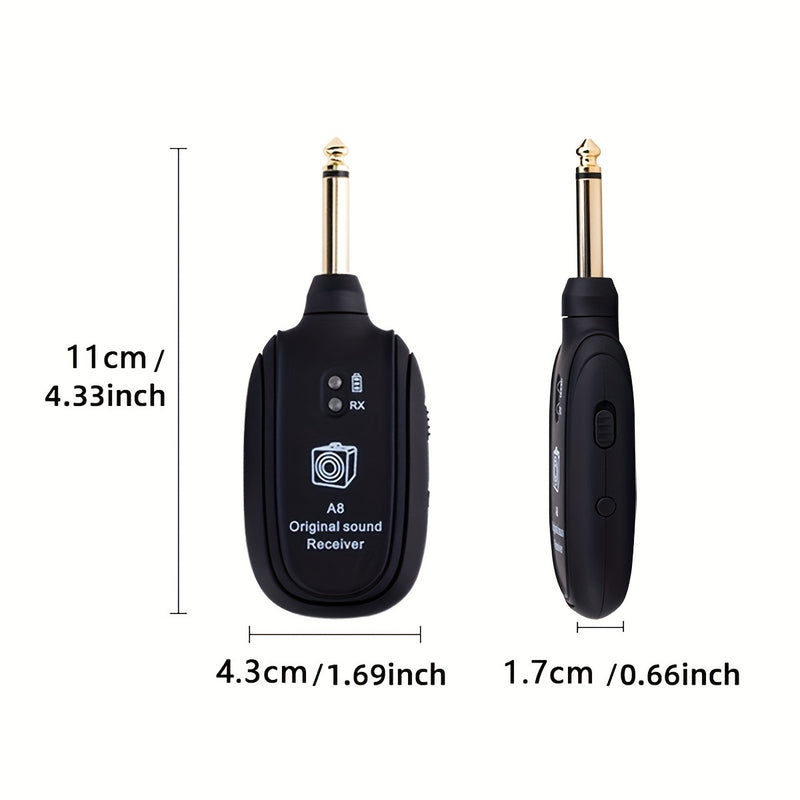Sistema de Guitarra Inalámbrico con Batería Recargable - Transmisor y Receptor para Acústica, Bajo, Violín, Teclado e Instrumentos Eléctricos - ABS Duradero, Negro