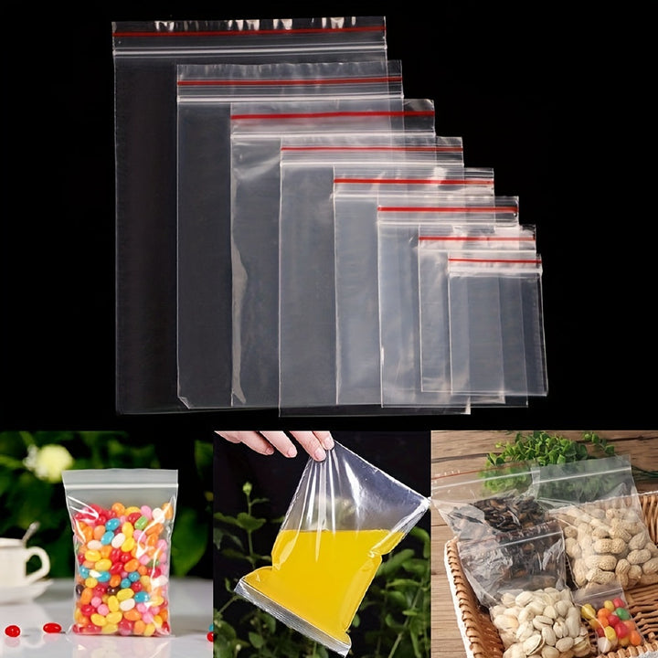 100 bolsas de celofán transparente con cierre hermético, estilo contemporáneo, organizador de almacenamiento para cocina y hogar, material plástico, para canastas, cajas, contenedores y organizadores del hogar