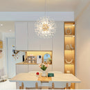 1 lámpara de cristal dorado de lujo, diseño moderno de diente de león, cable ajustable para suspensión, estructura metálica, ideal para sala, comedor, dormitorio o cocina, incluye 8 cabezales G9 (bombillas no incluidas, compradas por separado)