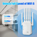 Repetidor de señal de Wi-Fi, mejorador de red doméstica, compatible con el sistema WIFI6 - Doble banda de alta velocidad, compatible con 2,4 GHz y 5 GHz, enchufa y juega, sistema de 6 antenas, cobertura estable para toda la familia, expansión de WiFi fác