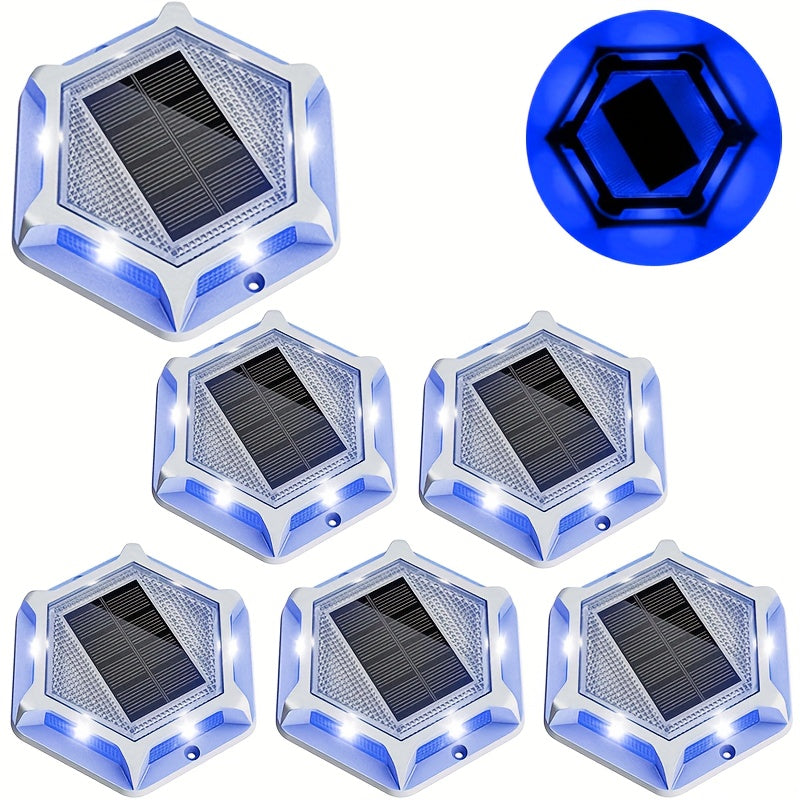 4/6pcs Luces Solares LED para Terraza, Luces de Muelle Solar, Aluminio Fundido, Luces Solares para Entrada, Camino Jardín y Pasillo Exterior con 2 Modos (Blanco + Luz Cálida)