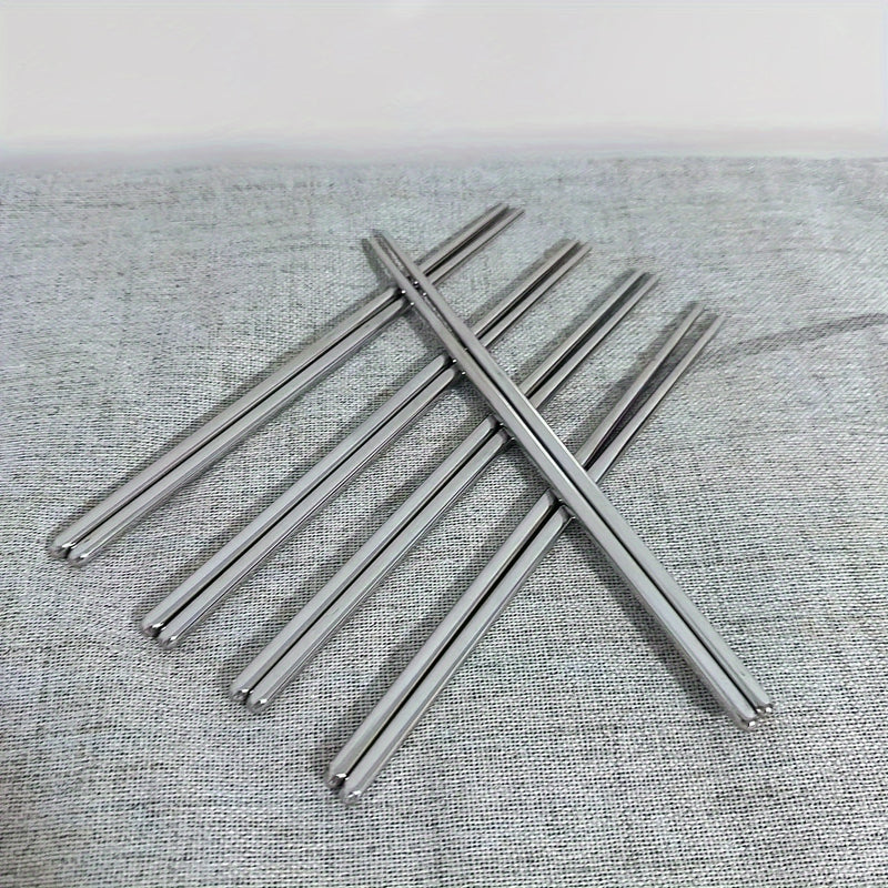 Palillos Elegantes de Acero Inoxidable 304 - Ligeros, Duraderos y con Agarre Antideslizante - Fáciles de Limpiar, Perfectos para Fideos, Sushi y Más - Ideales para Uso en Casa, Restaurante, Hotel