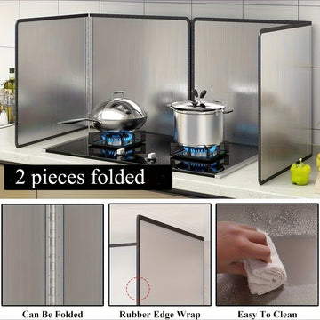 Un conjunto de protectores de salpicaduras para estufa plegable, resistentes al aceite, cocineros antiadherentes, resistentes al aceite, con borde de goma fácil de limpiar, para cocinar, protector de fregadero de cocina, estufa de gas, sartén, camping, a