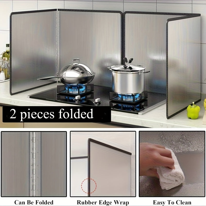 Un conjunto de protectores de salpicaduras para estufa plegable, resistentes al aceite, cocineros antiadherentes, resistentes al aceite, con borde de goma fácil de limpiar, para cocinar, protector de fregadero de cocina, estufa de gas, sartén, camping, a