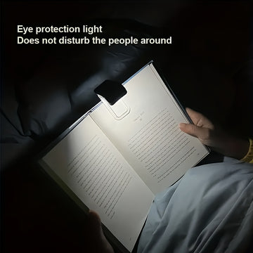 1 lámpara de lectura USB mini, portátil, plegable, con protección para los ojos, 3 niveles de brillo ajustable, luz cálida y fría, con clip para libros, diseño ahorrador de espacio, recargable, ideal para lectura nocturna, trabajo, dormitorio o residenci
