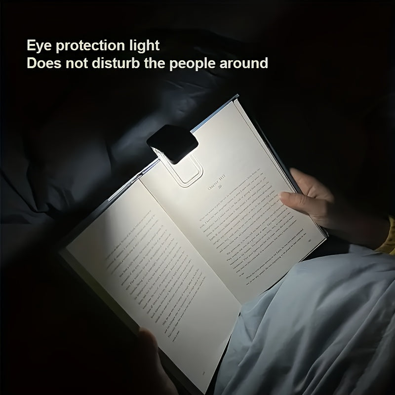 1 lámpara de lectura USB mini, portátil, plegable, con protección para los ojos, 3 niveles de brillo ajustable, luz cálida y fría, con clip para libros, diseño ahorrador de espacio, recargable, ideal para lectura nocturna, trabajo, dormitorio o residenci
