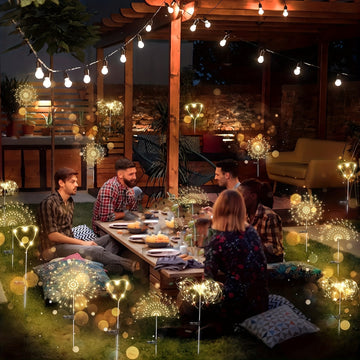 2 piezas Luces de Fuegos Artificiales Solares - Duraderas IP44, 8 Modos de Iluminación, Ideales para Patio, Jardín, Camino, Fiestas, Camping, Picnics, Navidad, Ramadán, Pascua, Día del Padre y Decoración de Halloween, Iluminación Festiva al Aire Libre |