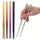 1 unidad/4 unidades de palillos de acero inoxidable de 21 pulgadas - Acabado elegante en negro, dorado y arcoíris, livianos, ideales para uso en el hogar y restaurantes, utensilios para restaurante | Palillos modernos | Utensilios duraderos