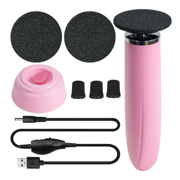 Exfoliador Eléctrico de Pies Compacto con USB - Eliminador de Cutículas Beige Suave para Uso en Casa y Salones de Belleza