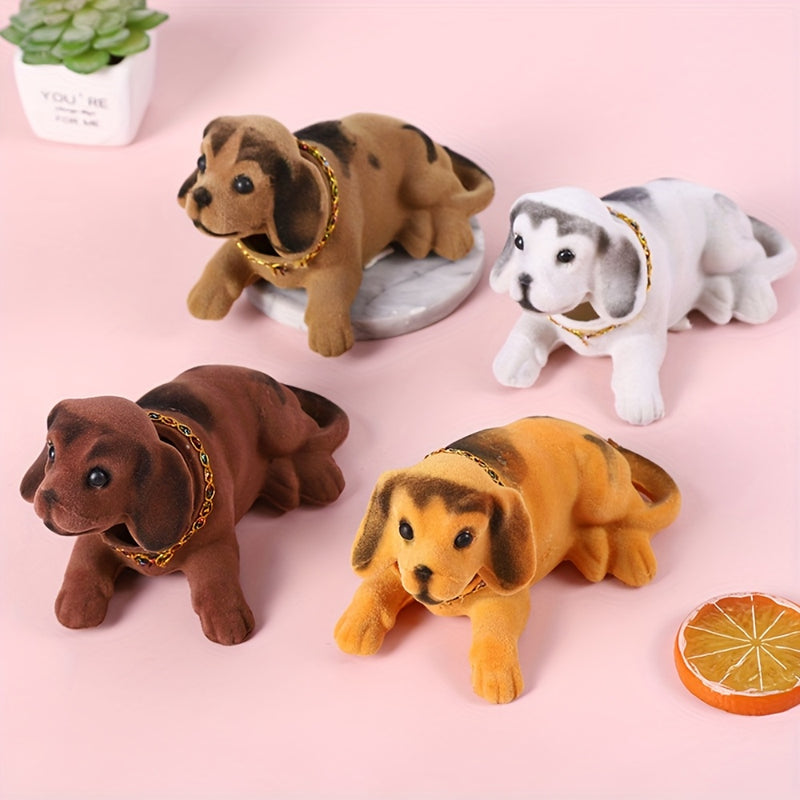 1pc/2pcs Adorable Figura de Perro que Asiente, Juguete para Salpicadero del Coche, Accesorio Interior Divertido | Decoración de Auto con Cabeza Móvil | Construcción en Plástico Duradera, Regalo de Acción de Gracias/Nadal