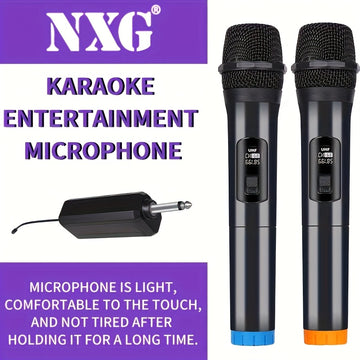 Microfono sin varillas de Alta Calidad, 2 Micrófonos Portátiles con Conector XLR, Ideal para Karaoke, Fiestas, Iglesias y Bodas, Carga USB