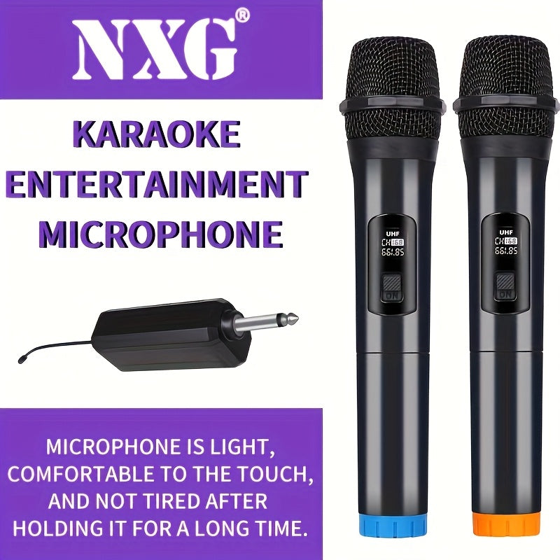 Microfono sin varillas de Alta Calidad, 2 Micrófonos Portátiles con Conector XLR, Ideal para Karaoke, Fiestas, Iglesias y Bodas, Carga USB