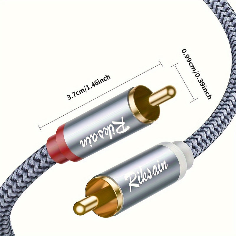 Cable de Audio Chapado en Oro para Transmisión de Música Sin Pérdidas - Conector de Sonido Trenzado de Nylon de Alta Fidelidad 2RCA Macho a Macho con Baja Interferencia, Adecuado para DVD, TV, Cine en Casa, Juegos, Altavoces