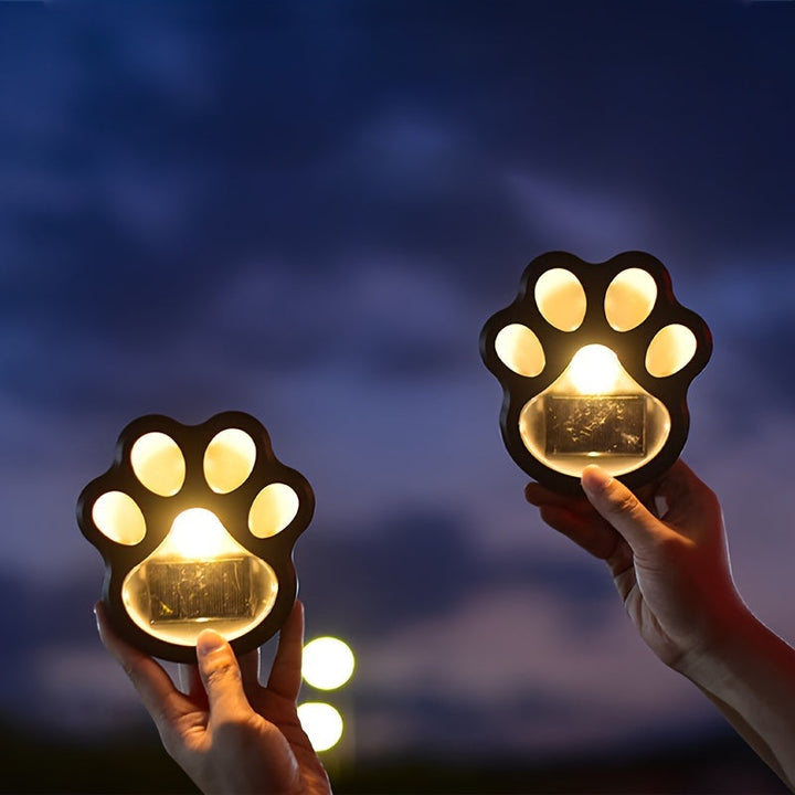 4 piezas 4 luces LED con huella de perro solar, para gato, cachorro, luces de huella animal para jardín, camino, césped, patio, decoración al aire libre