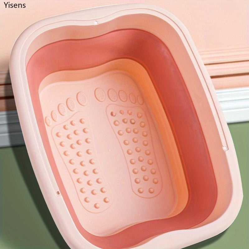 Baño de Pies Plegable - Tubería Colapsible para Spa de Pies, Diseño Ahorrador de Espacio en Azul Pastel/Rosa, Portátil para Hogar, Viajes y Salón, Sin Necesidad de Electricidad, Fácil de Limpiar y Guardar, Cuidado de Pies en Casa, Material Easyclean