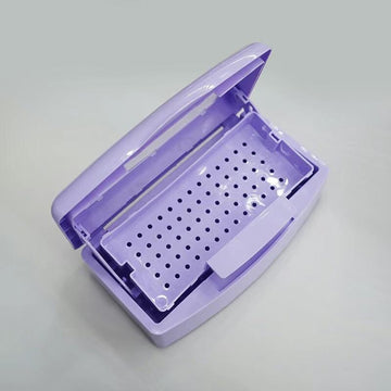 Bandolera de esterilización de uñas de 4 compartimentos - Material PP, no necesita electricidad, caja de desinfección portátil para arte de uñas y manicura con agujeros de ventilación, color verde claro, púrpura, rosa, durazno, suministros de arte de uña