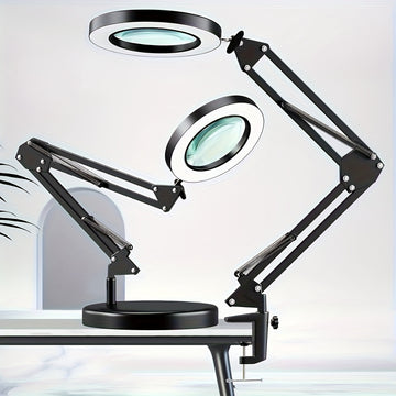 1pc Lupa LED de 10x, Diámetro de 9cm con Brillo Ajustable y Modos de Luz, Incluye Soporte y Base, Ideal para Lectura, Manualidades, Reparaciones, etc