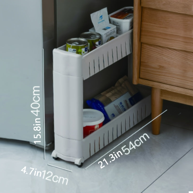 1pc Carrito de Almacenamiento Delgado con Ruedas para Ahorrar Espacio - Organiza Fácilmente los Recovecos de Cocina y Baño