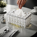 Porta Pañuelos de Acrílico con Cristales Imitación Estilo Europeo, Soporte Creativo y Elegante para Mesa, Decorativo Premium para Salón