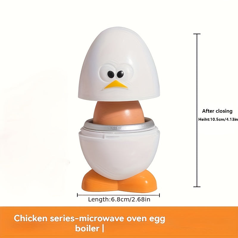 Calentador de Huevos para Microondas SENBOWE con Tapa - Huevos Duros en 3.5 Minutos, Potencia de 1000W, Diseño de Patito Lindo, Herramienta de Cocina Fácil de Usar para Cocción Rápida y Conveniente
