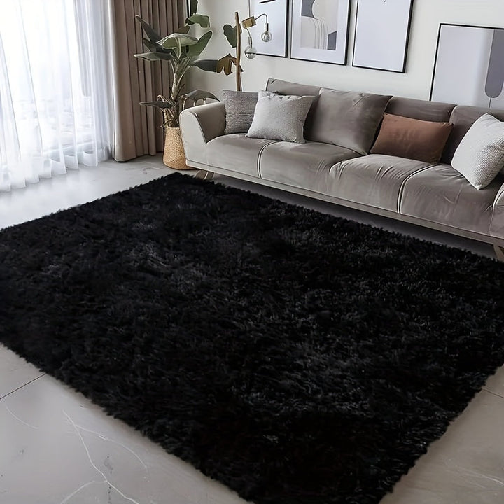 Alfombra de Área Lujosa en Peluche - Suave, Esponjoso, Lavable a Máquina, Antideslizante, Ideal para la Decoración del Salón o Dormitorio, Espuma de Rebote de 0.8mm, Material de Poliéster, Forma Rectangular