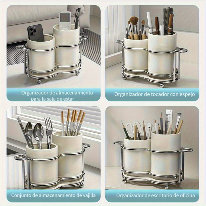 1 pieza, soporte de utensilios, organizador de cocina multiusos para palillos, cucharas, tenedores, cuchillos, almacenamiento de cubiertos para cocina, RV y uso comercial.