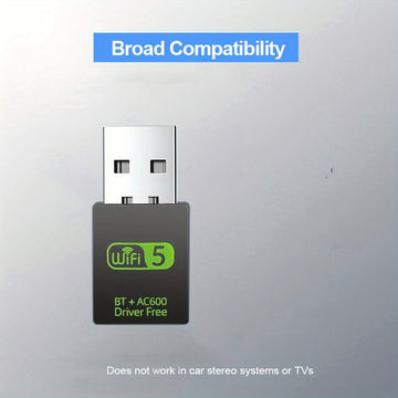 Adaptador WiFi inalámbrico USB de doble banda 600Mbps, receptor externo de red inalámbrica 2.4/5Ghz, mini dongle WiFi para PC/laptop/escritorio