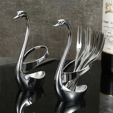 Base de cisne de acero inoxidable elegante con diseño creativo - Ideal para fiestas, bodas y uso doméstico, sin contacto con alimentos.