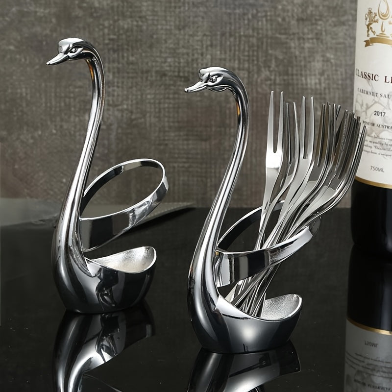 Base de cisne de acero inoxidable elegante con diseño creativo - Ideal para fiestas, bodas y uso doméstico, sin contacto con alimentos.