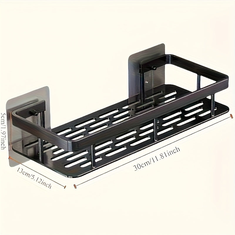 Caddy de ducha montado en la pared, gran capacidad, instalación sin taladrar, estante flotante para baño y cocina, ahorrador de espacio, fácil de instalar, sostiene 20 accesorios de ducha.