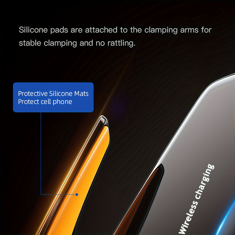 Soporte para Teléfono de Carga Inalámbrica Mejorado para Coche – Carga Rápida, Montaje en el Tablero Manos Libres para iPhone y Samsung Android, Material ABS, Forma Ovalada, Compatible con la Mayoría de Vehículos