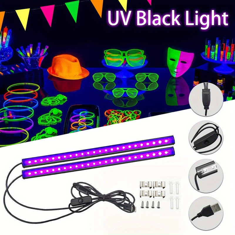 Tira de LED de luz negra UV, 1 metro de aleación de aluminio metálico, alimentada por USB, voltaje de funcionamiento de 5 V, fuente de luz LED para decoración, no requiere batería - Ideal para Halloween, Navidad, fiesta de cumpleaños, pintura corporal, c