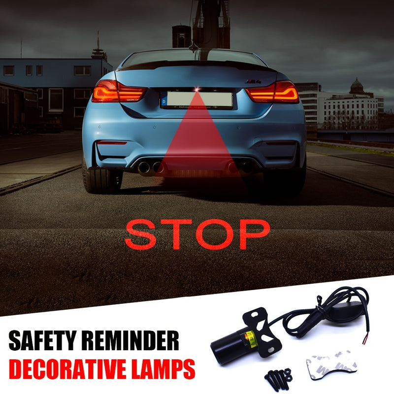 Luz de proyección LED de seguridad GCYS - Diseño de calavera STOP para autos y motocicletas, 12-24V con cableado duro, lámpara decorativa anticolisión con soporte ajustable, GCYS