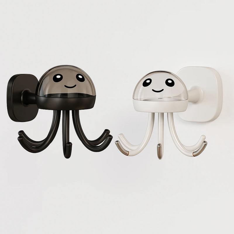 Pack 2 Unidades Ganchos para Utensilios de Cocina Colgador para Medusas con 6 Ganchos Organizador Giratorio para Montaje en Pared Organizador para Utensilios Que Ahorra Espacio