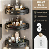 3 estantes de esquina para ducha de plástico negro, organizador de baño montado en la pared sin taladro para champú, jabón y más - diseño de 3 niveles ahorrador de espacio, ideal para cocina y baño, repisas para ducha