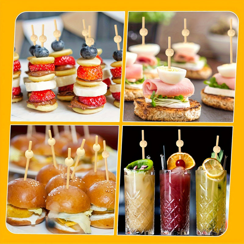 100pcs 11.96cm Brochetas de Frutas de Madera - Palillos de Bambú Sostenibles para Frutas, Aperitivos y Cócteles - Brochetas de Madera Duraderas de Alta Calidad para Fiestas, Comidas Informales y Uso Doméstico