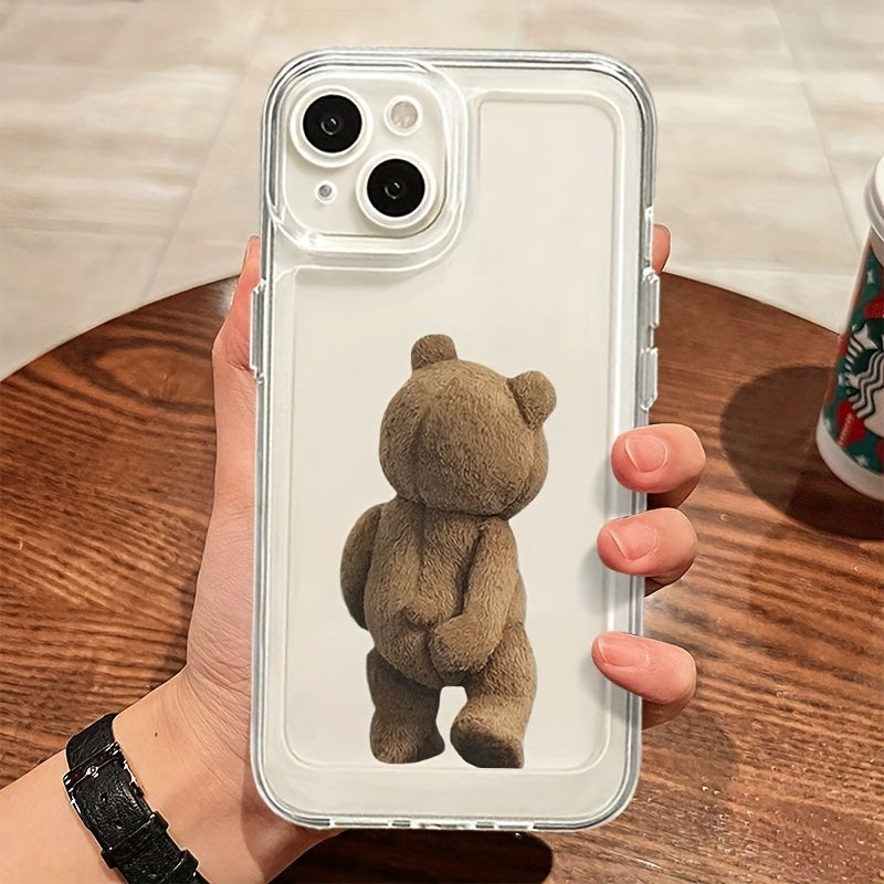 Fundas de teléfono de protección integral de TPU transparente con oso de peluche de dibujos animados, adecuado para Apple Iphone 15/14/13/12/11/Xs/Xr/X/7/8/Mini/Pro/Plus/Pro Max