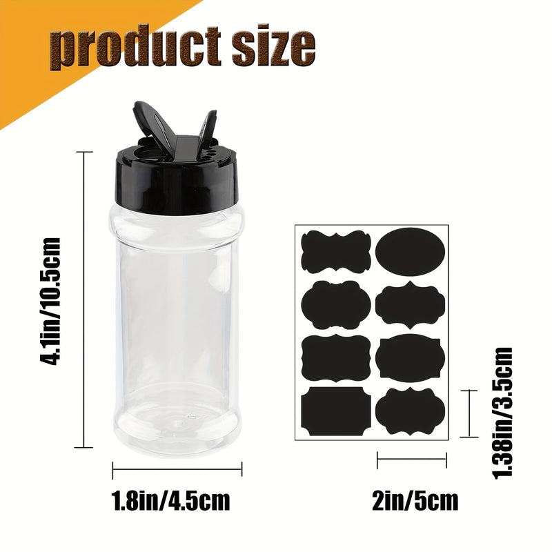 Tarro de especias transparente de 3 oz (aprox. 85 g) con agitador y etiqueta, contenedor vacío para almacenar condimentos, hierbas y especias (paquete de 12)