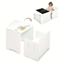 Juego de mesa y sillas soltarabebe, mesa de madera para niños con pizarra negra, sillas ajustables en altura, ideal para dibujar, comer y fácil almacenamiento