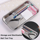 Plato de almacenamiento de desinfección para herramientas de manicura de acero inoxidable cuadrado, adecuado para estudios de tatuaje, salones de uñas DIY BT