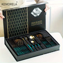 KEMORELA 24 piezas de colección de utensilios de acero inoxidable, incluyendo cuchillo, tenedor y cuchara, juego de cubiertos de cocina de primera calidad, apto para lavavajillas.