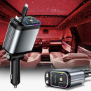 Cargador de auto extensible SAN.COMO con 4 en 1, luz ambiental de techo de 66W, cable retráctil de 80.01 cm, 2 puertos USB, carga rápida USB-C, ajuste de dirección libre de 180°, diseño antienredos, compatible con múltiples modelos de teléfonos, universa